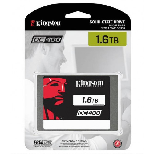 Твердотельный диск 1.6TB Kingston SSDNow DC400, 2.5", SATA III, MLC [R/W - 555/510 MB/s]